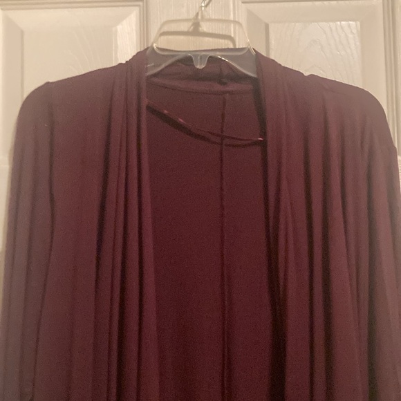 Chic Burgundy Open Front Cardigan - Picture 5 of 8